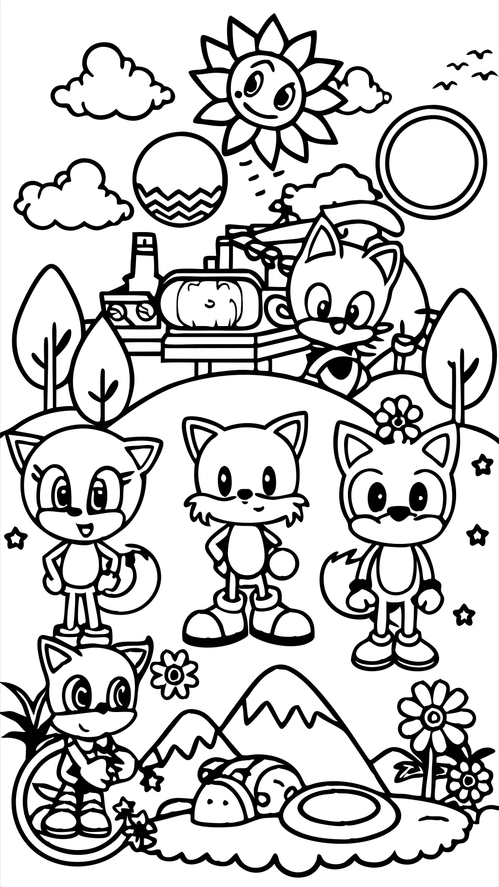 Sonic the Hedgehog y amigos para colorear